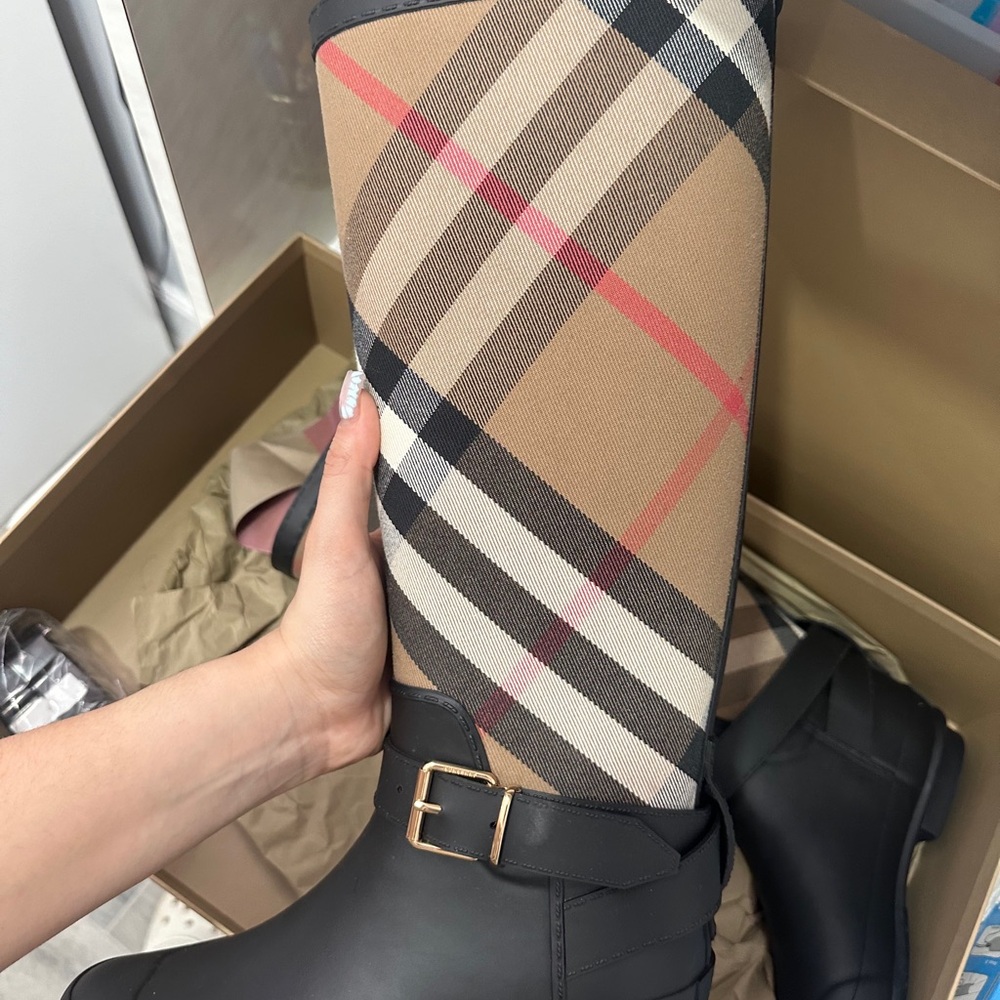 Simeon Vintage Check Moto Rain Boots